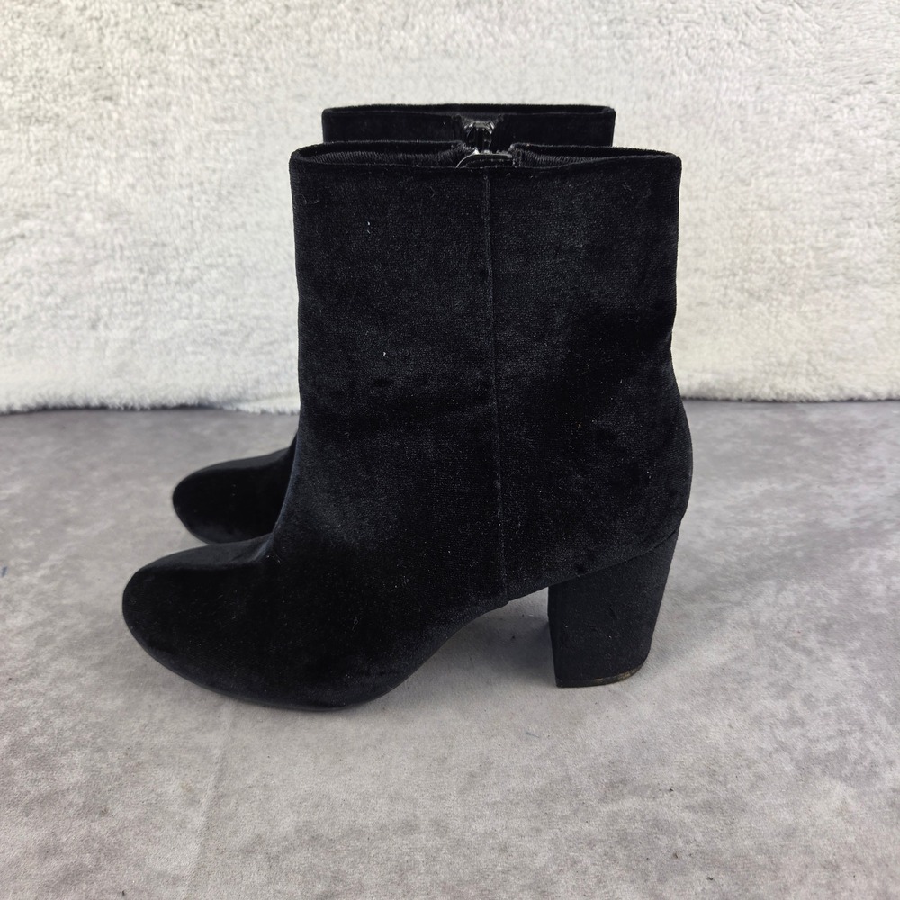 Christian Siriano for Payless Black Velvet Block Heel Ankle Boots Size 7.5